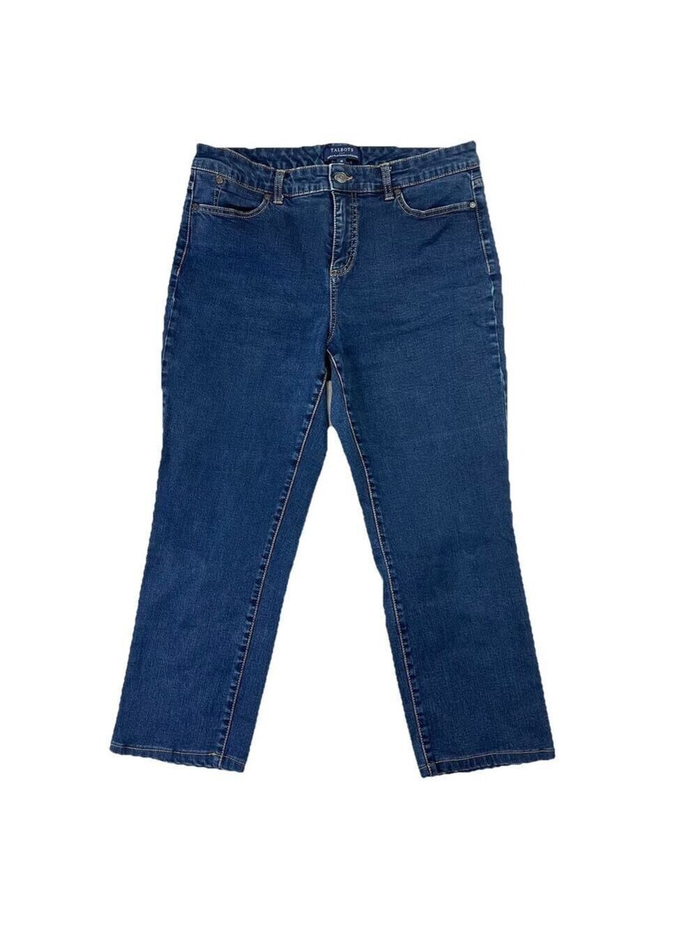 Talbots Jeans Simply Flattering Blue Denim 5-Pocket Straight Leg Size 14 Western